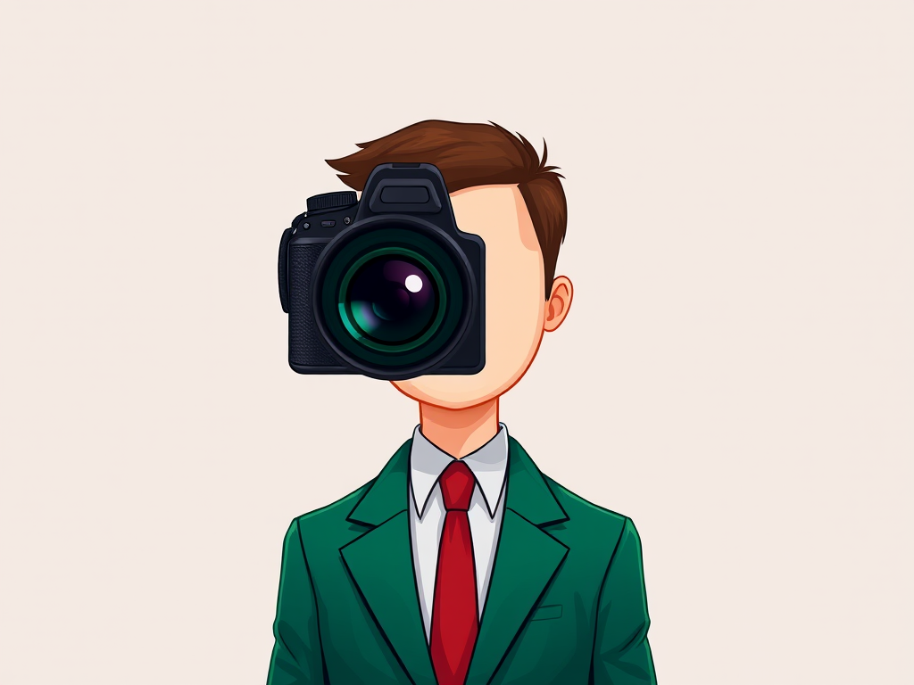 Create a digital illustration of a faceless business person with a green suit and red tie, using a professional camera type DSLR, with a focal length of 50mm, aperture set to f/2.8, and a soft-focus background to enhance the subject's clarity and vibrancy.