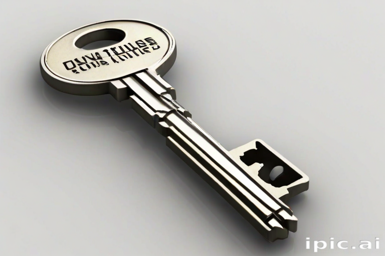 A Close-Up View of a Metallic Key with Intricate Details and Design.