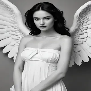 black and white angel