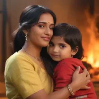 indian son with mom