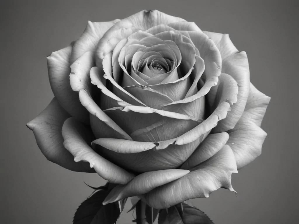 rose drawing black and white