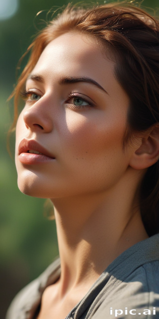 Portrait of a Young Woman with Natural Beauty in Soft Light