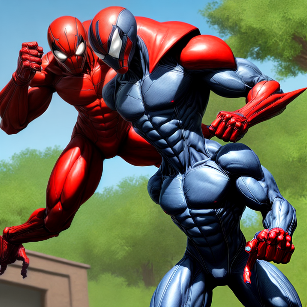 Two Male slender slim thin symbiotes with sinewy muscles, completely in ...