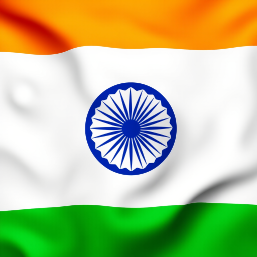 Create a vibrant illustration of the Indian flag featuring the saffron and green bands with the Ashoka Chakra in the center, captured with a DSLR camera at ISO 100, f/8 aperture, 50mm lens, top-down view, and vibrant color enhancement for clarity and depth.