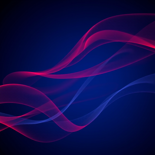 generate a high-resolution abstract image of flowing lines in red and blue against a deep blue background, using a Canon EOS R5 with a 50mm f/1.8 lens, aperture set to f/8, shutter speed of 1/125s, and ISO 100, capturing a smooth gradient effect and soft focus on the edges for depth.