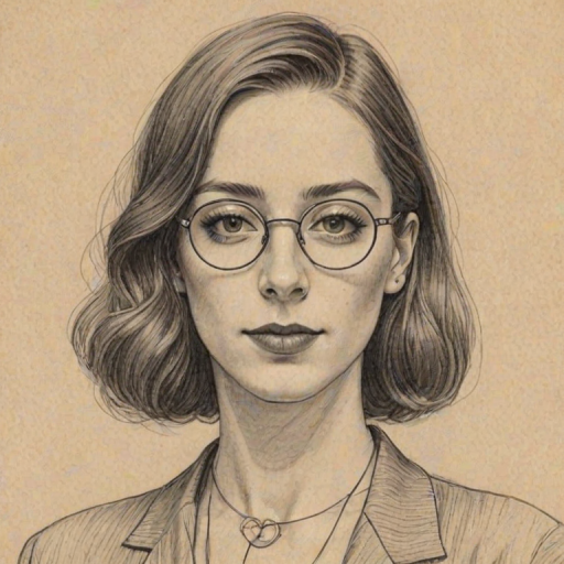 Bewitching Danielle Haim, pencil sketch, portrait of Elegant woman 1922s in glasses, hair style beatnik, outline, clear lines, fine lines, 8k