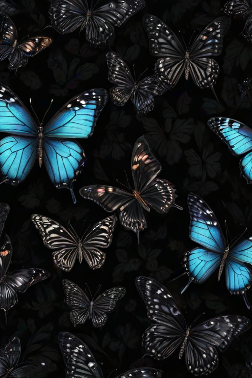 black wallpaper butterfly