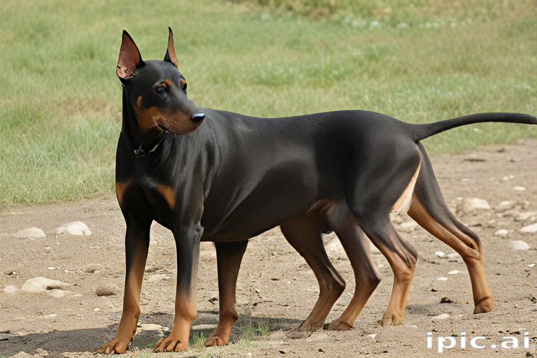 Majestic Doberman Pinscher Standing Proudly in a Natural Outdoor Setting
