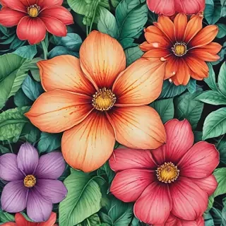 flower drawings with color