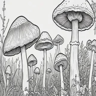 mushroom line art