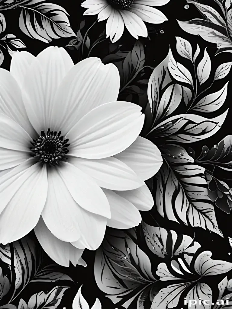 black and white flower background