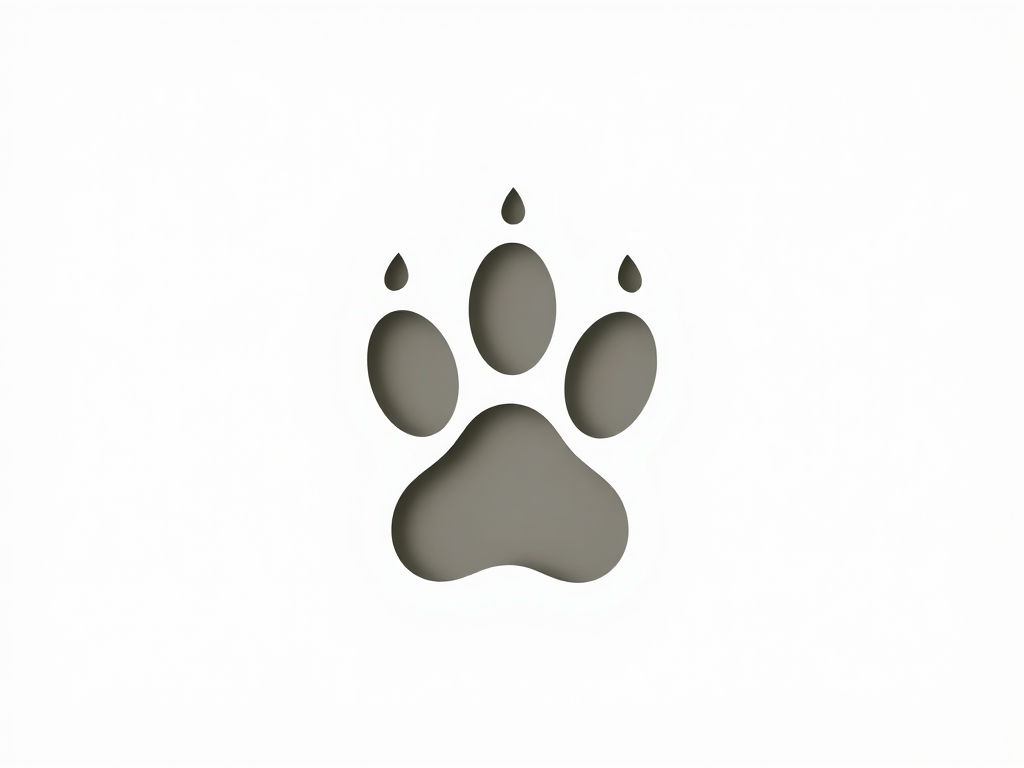 Create an artistic rendition of a paw print icon, using a Canon EOS R5 with a 50mm f/1.2 lens, set at ISO 100, aperture f/1.2, shutter speed 1/200s, in a minimalistic style against a soft gradient background for enhanced clarity and detail.