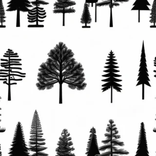 pine tree black and white clipart