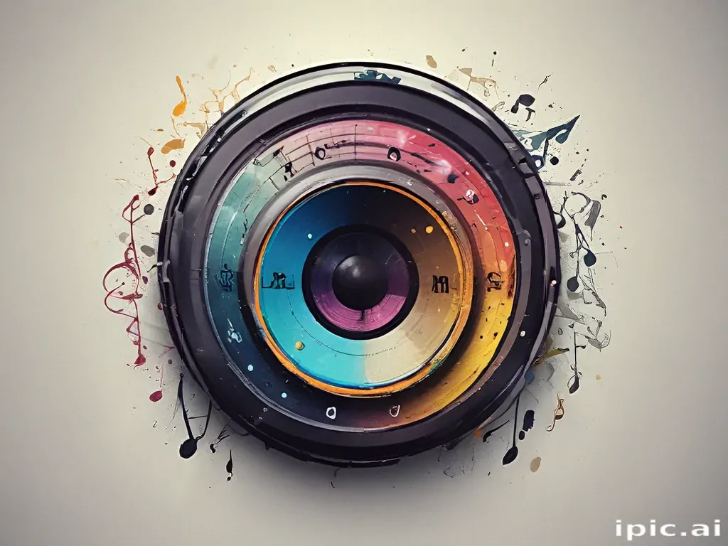 Vibrant Sound Waves Emanating from a Colorful Artistic Speaker Design