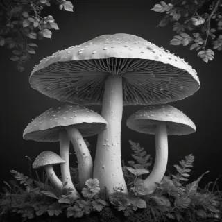 mushroom clipart black and white