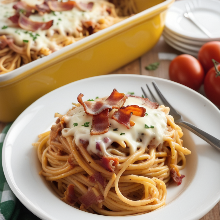 bacon cream cheese baked spaghetti