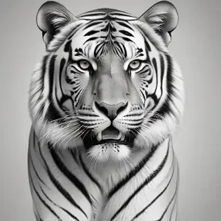 tiger clipart black and white