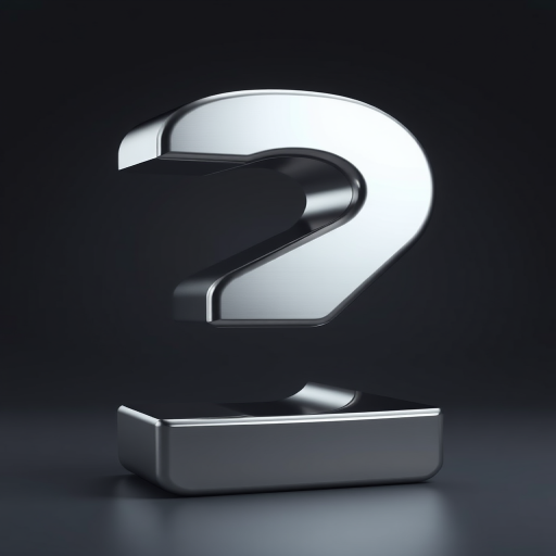 Create a highly detailed 3D rendering of the number 2 in a sleek metallic finish, shot with a Canon EOS 5D Mark IV, using a 50mm lens at f/2.8 aperture, ISO 100, in a studio setting with softbox lighting for smooth reflections and shadows, achieving a hyper-realistic effect.