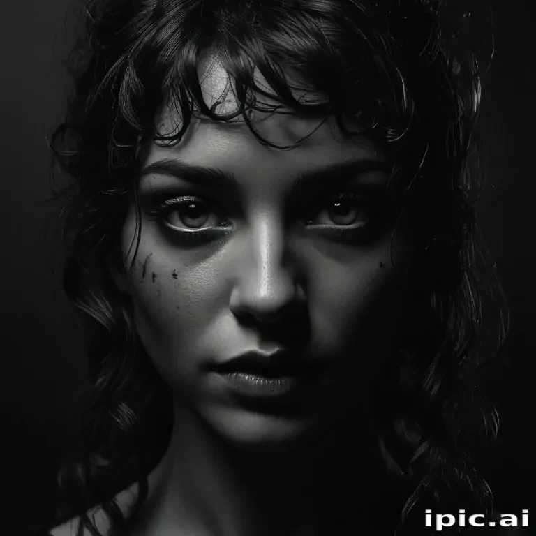 Intense Portrait of a Young Woman in Dramatic Black and White