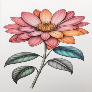 drawings of flowers with color