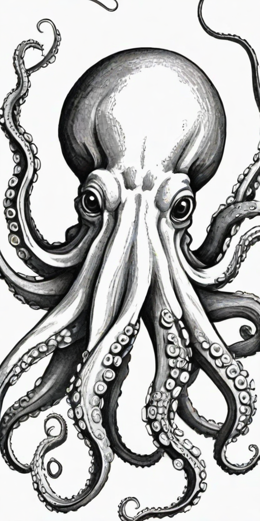 octopus clip art black and white