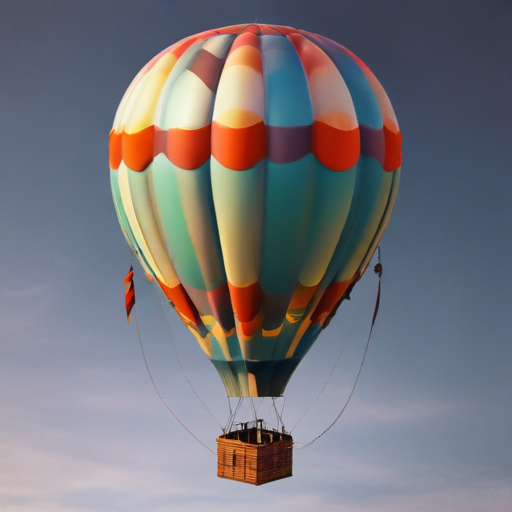 A Vibrant Hot Air Balloon Soaring Through a Clear Blue Sky.