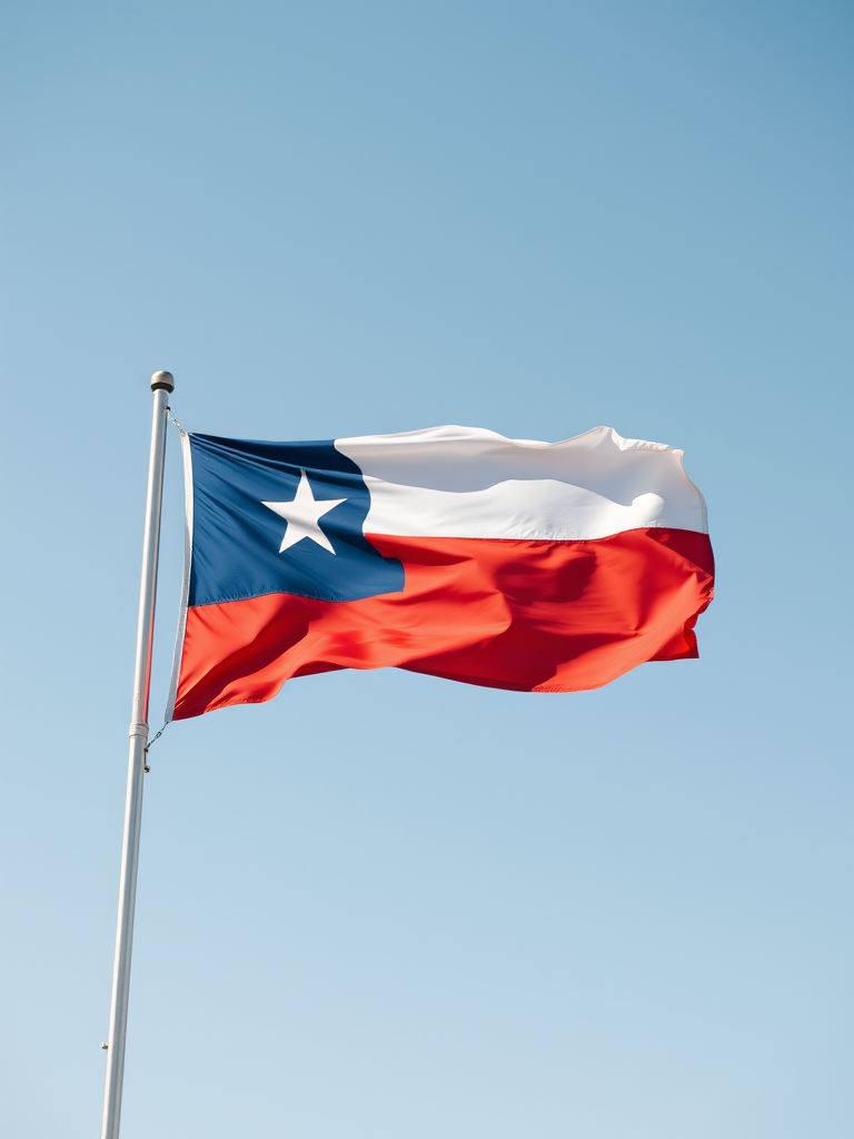 High-resolution image of the Chilean flag waving in the wind, captured with a DSLR camera at 50mm, f/8 aperture, ISO 100, using a tripod for stability, in natural daylight with slight enhancements for color vibrancy.