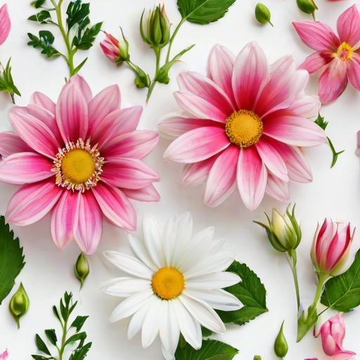 flowers white background