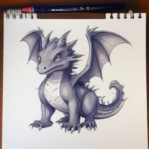 cute anime dragon sketch