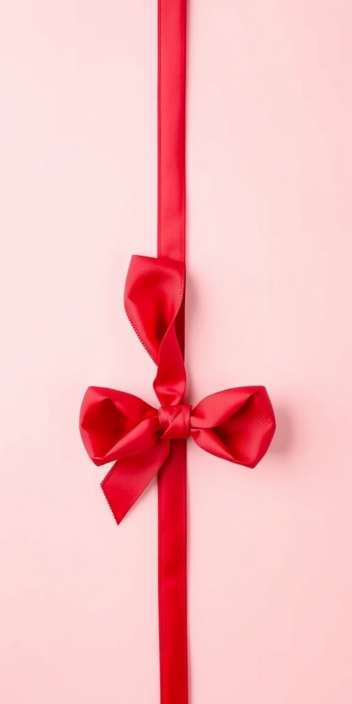 Create a vibrant red bow with intricate details on a soft gradient background, using a DSLR camera with a 50mm lens, aperture set to f/2.8, shutter speed at 1/125s, ISO 100, in a frontal view, with natural lighting to enhance the texture and depth of the bow.