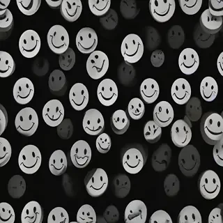 white smiley face black background