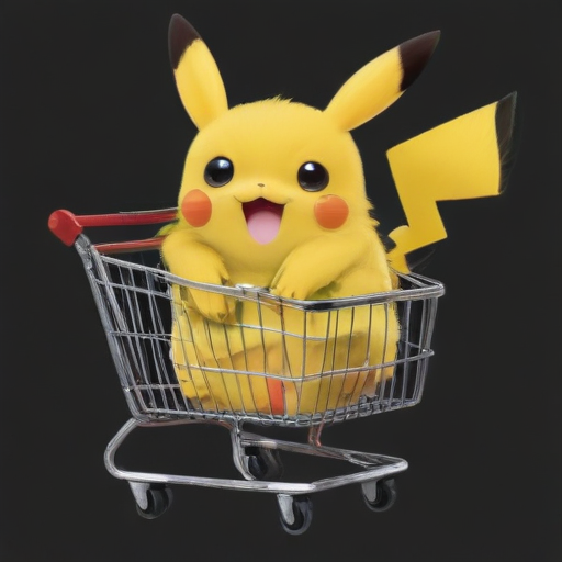 pikachu with a shopping cart