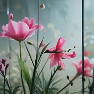 flowers behind glass wallpaper