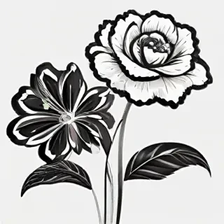 flower clipart black and white