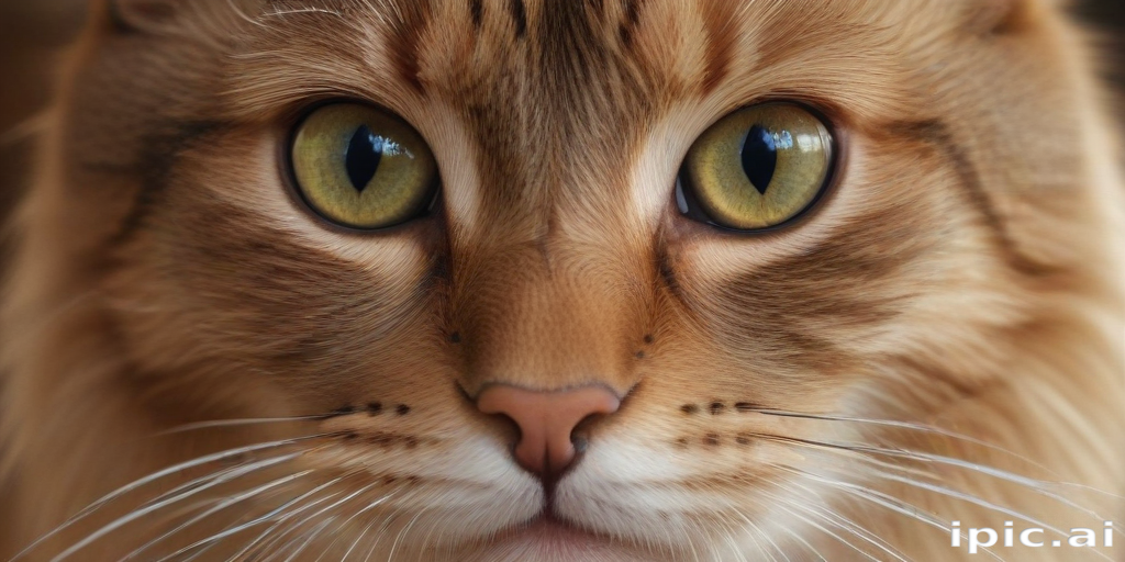 Close-Up of a Majestic Cat with Striking Green Eyes and Fluffy Fur