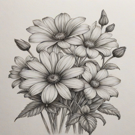 pencil drawn flowers