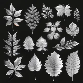 leaves clip art black and white