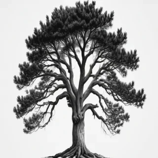 black and white pine tree clip art