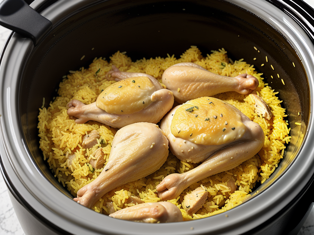 chicken and yellow rice in the crock-pot