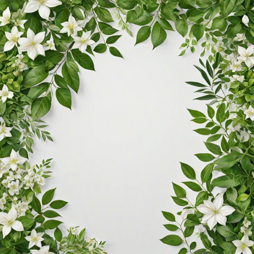 white and greenery background
