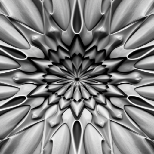 Create an intricate monochromatic geometric pattern with smooth gradients, captured using a DSLR camera at f/8 aperture, ISO 100, 1/60s shutter speed, shot from a top-down view for symmetry and depth, utilizing a macro lens to enhance detail and clarity.