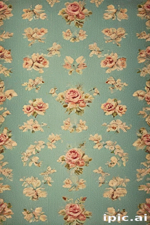 Elegant Vintage Floral Pattern on Soft Blue Background with Roses and ...