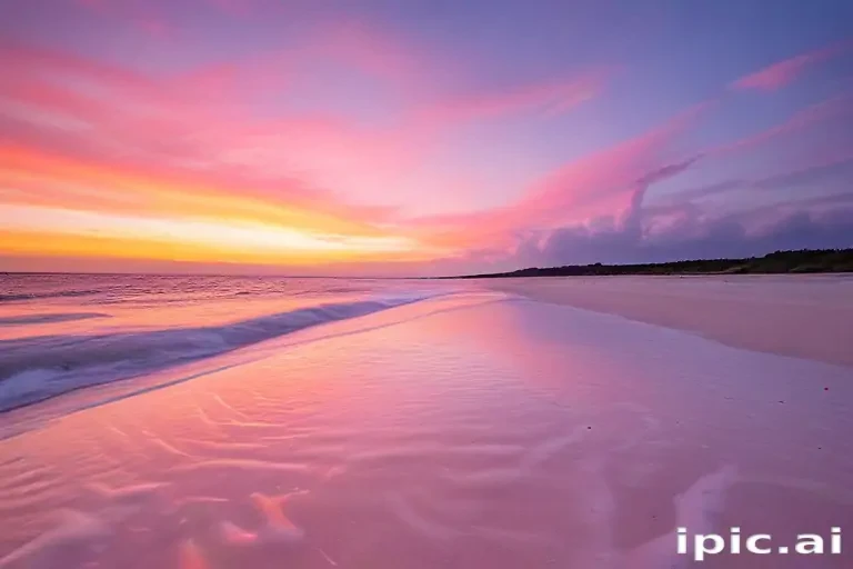 pink beach sunset