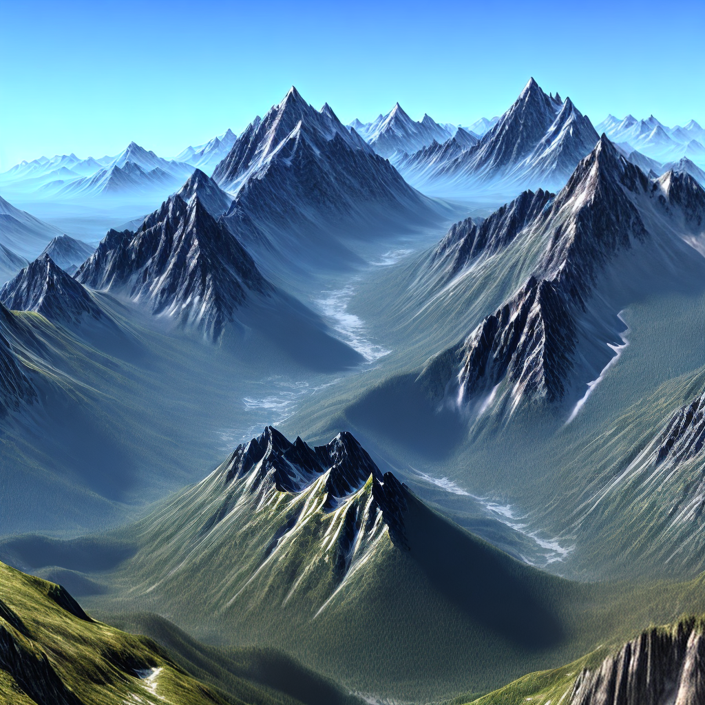 cyberpunk mountains 3d