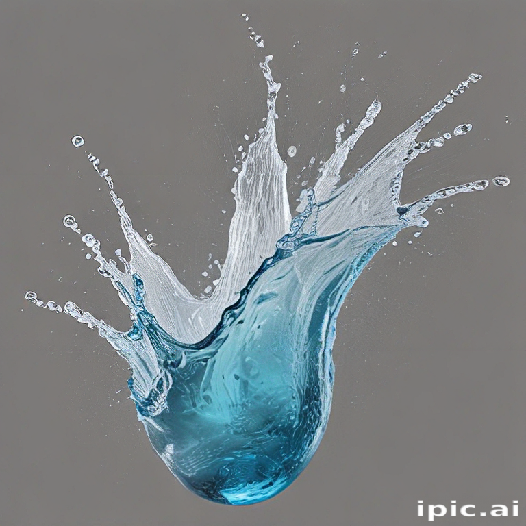 Dynamic Splash of Water Creating Beautiful Droplets Against a Gray ...