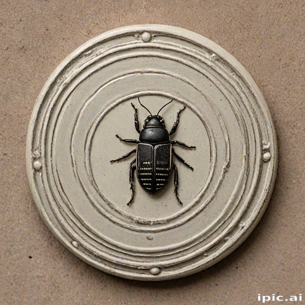 Insect Plate Design Intricate Decorative Plate Featuring a Realistic Beetle Design in Center