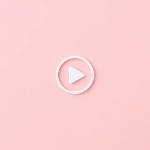 Create an image of a simple play button icon centered on a soft pastel background, using a Canon EOS R5 with a 50mm lens, f/1.8 aperture, ISO 100, and a shallow depth of field for a clean, modern look.