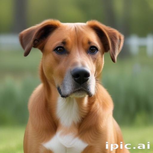 A Beautiful Dog Sitting Calmly in a Lush Green Field.