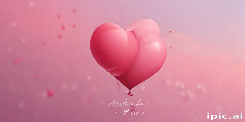 Delightful Pink Heart-Shaped Balloon Floating in a Dreamy Sky Background
