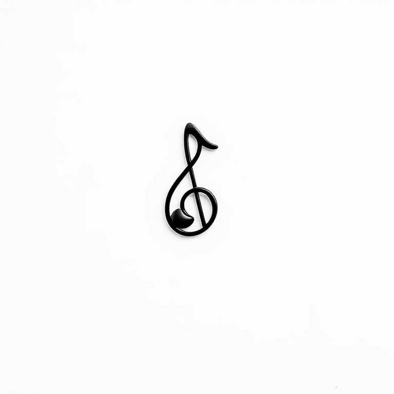 Create a high-resolution vector graphic of a single musical note, using a DSLR camera shot at f/4, 1/160s, ISO 100, with a shallow depth of field, top-down view, and a clear white background to enhance contrast and clarity.